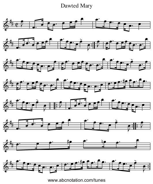 Dawted Mary - staff notation