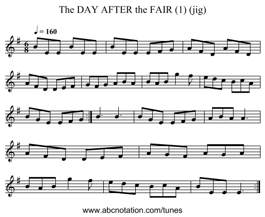 DAY AFTER the FAIR (1) (jig), The - staff notation