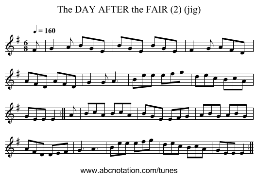 DAY AFTER the FAIR (2) (jig), The - staff notation