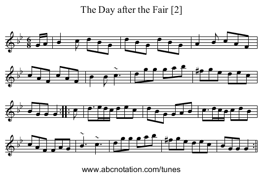 Day after the Fair [2], The - staff notation