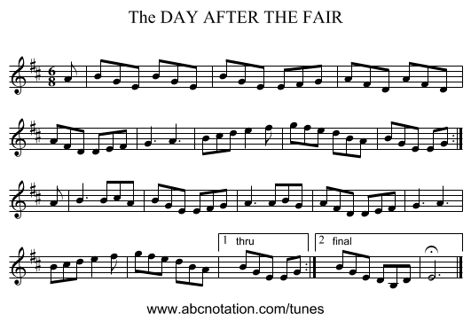 DAY AFTER THE FAIR, The - staff notation