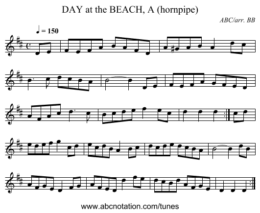 DAY at the BEACH, A (hornpipe) - staff notation