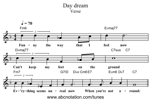 Day dream - staff notation