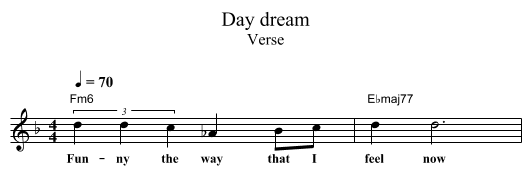 Day dream - staff notation
