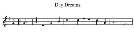 Day Dreams - staff notation