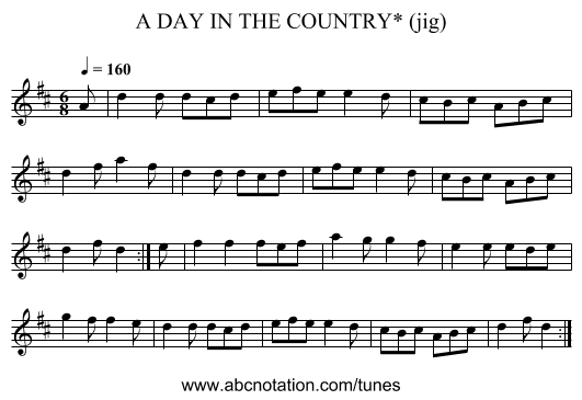 DAY IN THE COUNTRY* (jig), A - staff notation