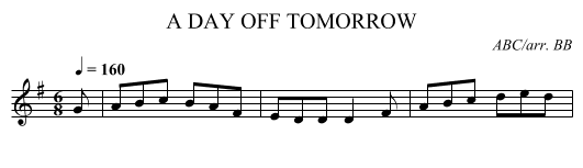DAY OFF TOMORROW, A - staff notation