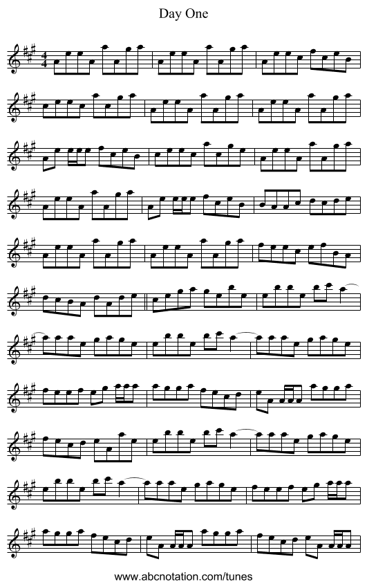 Day One - staff notation