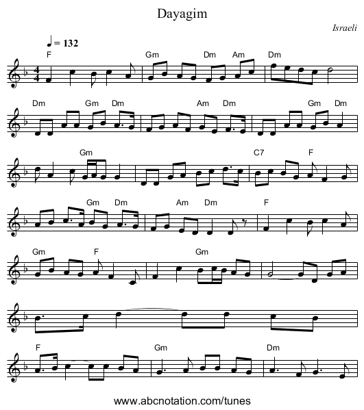 Dayagim - staff notation