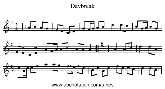 Daybreak - staff notation