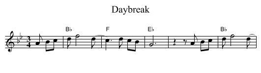 Daybreak - staff notation