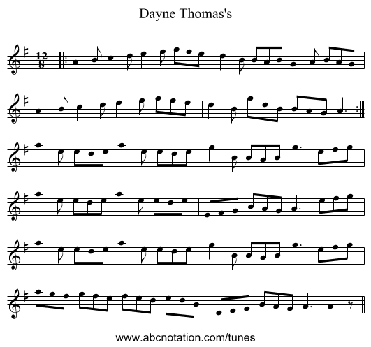 Dayne Thomas's - staff notation