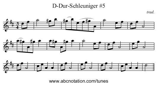 D-Dur-Schleuniger #5 - staff notation