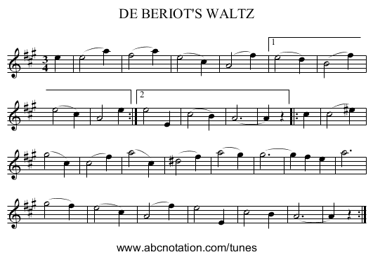 DE BERIOT'S WALTZ - staff notation