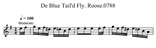 De Blue Tail'd Fly. Roose.0788 - staff notation
