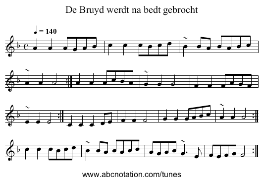De Bruyd werdt na bedt gebrocht - staff notation
