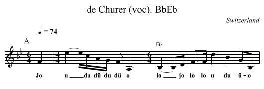 de Churer (voc). BbEb - staff notation