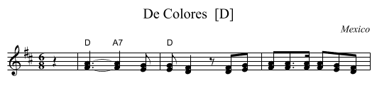 De Colores  [D] - staff notation