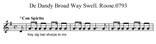 De Dandy Broad Way Swell. Roose.0793 - staff notation