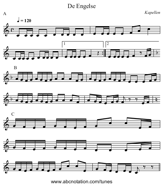 De Engelse - staff notation