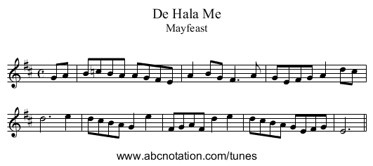 De Hala Me - staff notation