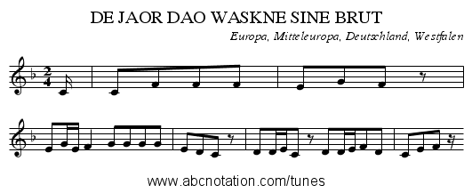 DE JAOR DAO WASKNE SINE BRUT - staff notation