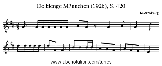 De klenge M?nnchen (192b), S. 420 - staff notation