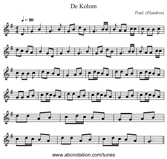 De Kolom - staff notation
