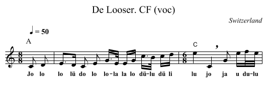 De Looser. CF (voc) - staff notation