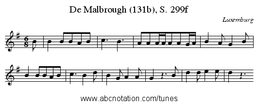 De Malbrough (131b), S. 299f - staff notation