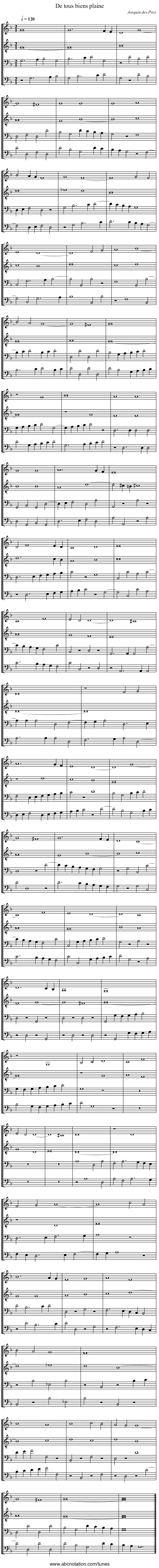 De tous biens plaine - staff notation