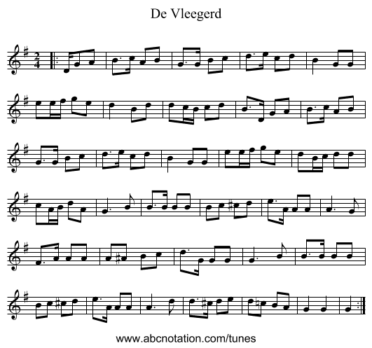 De Vleegerd - staff notation