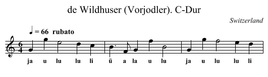 de Wildhuser (Vorjodler). C-Dur - staff notation