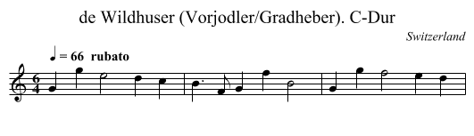 de Wildhuser (Vorjodler/Gradheber). C-Dur - staff notation