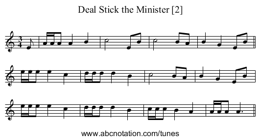 Deal Stick the Minister [2] - staff notation
