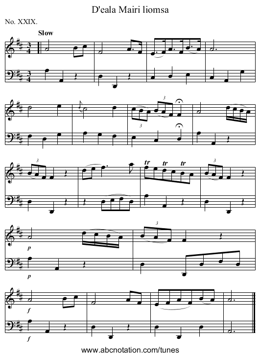 D'eala Mairi liomsa - staff notation