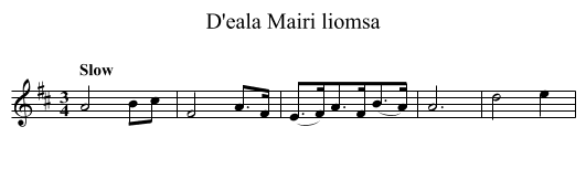 D'eala Mairi liomsa - staff notation