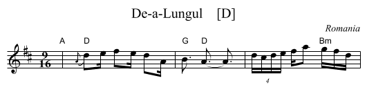 De-a-Lungul    [D] - staff notation