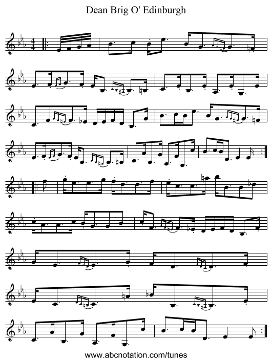 Dean Brig O' Edinburgh - staff notation