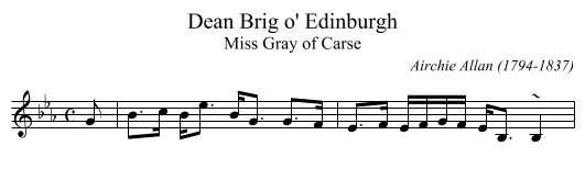 Dean Brig o' Edinburgh - staff notation