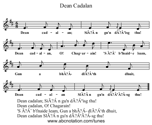 Dean Cadalan - staff notation