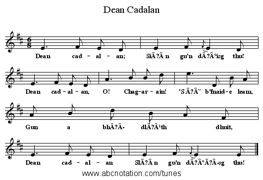 Dean Cadalan - staff notation