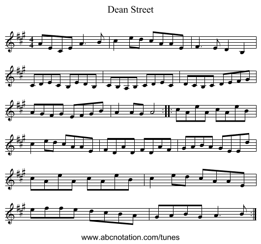 Dean Street - staff notation