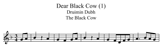 Dear Black Cow (1) - staff notation