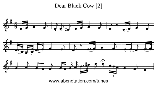 Dear Black Cow [2] - staff notation