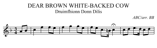 DEAR BROWN WHITE-BACKED COW - staff notation