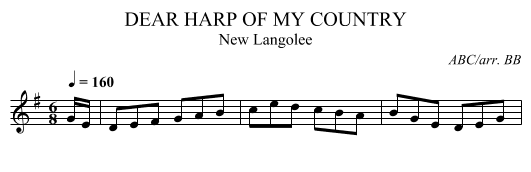 DEAR HARP OF MY COUNTRY - staff notation