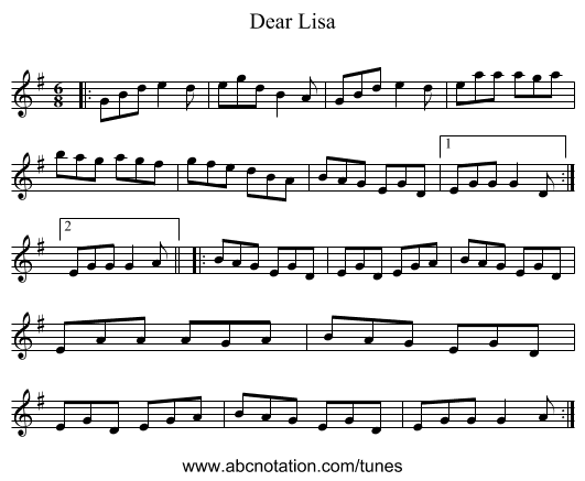 Dear Lisa - staff notation