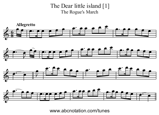 Dear little island [1], The - staff notation