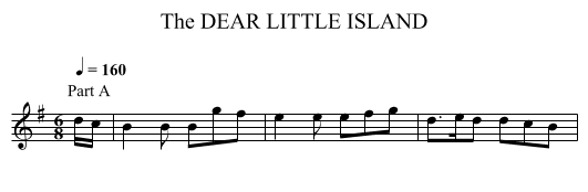 DEAR LITTLE ISLAND, The - staff notation